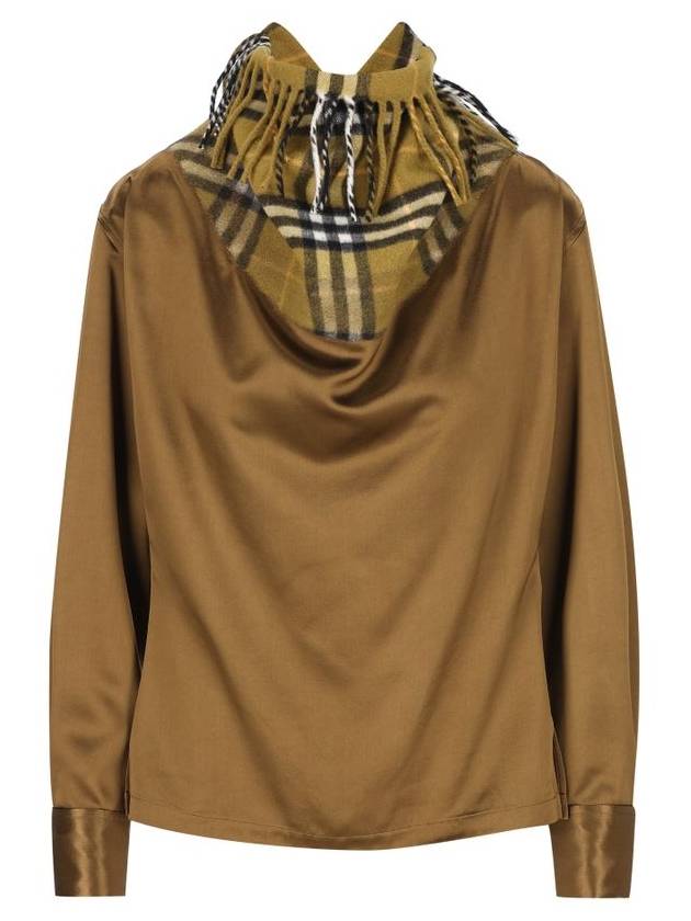Burberry Check Scarf Long Sleeve T Shirt Brown