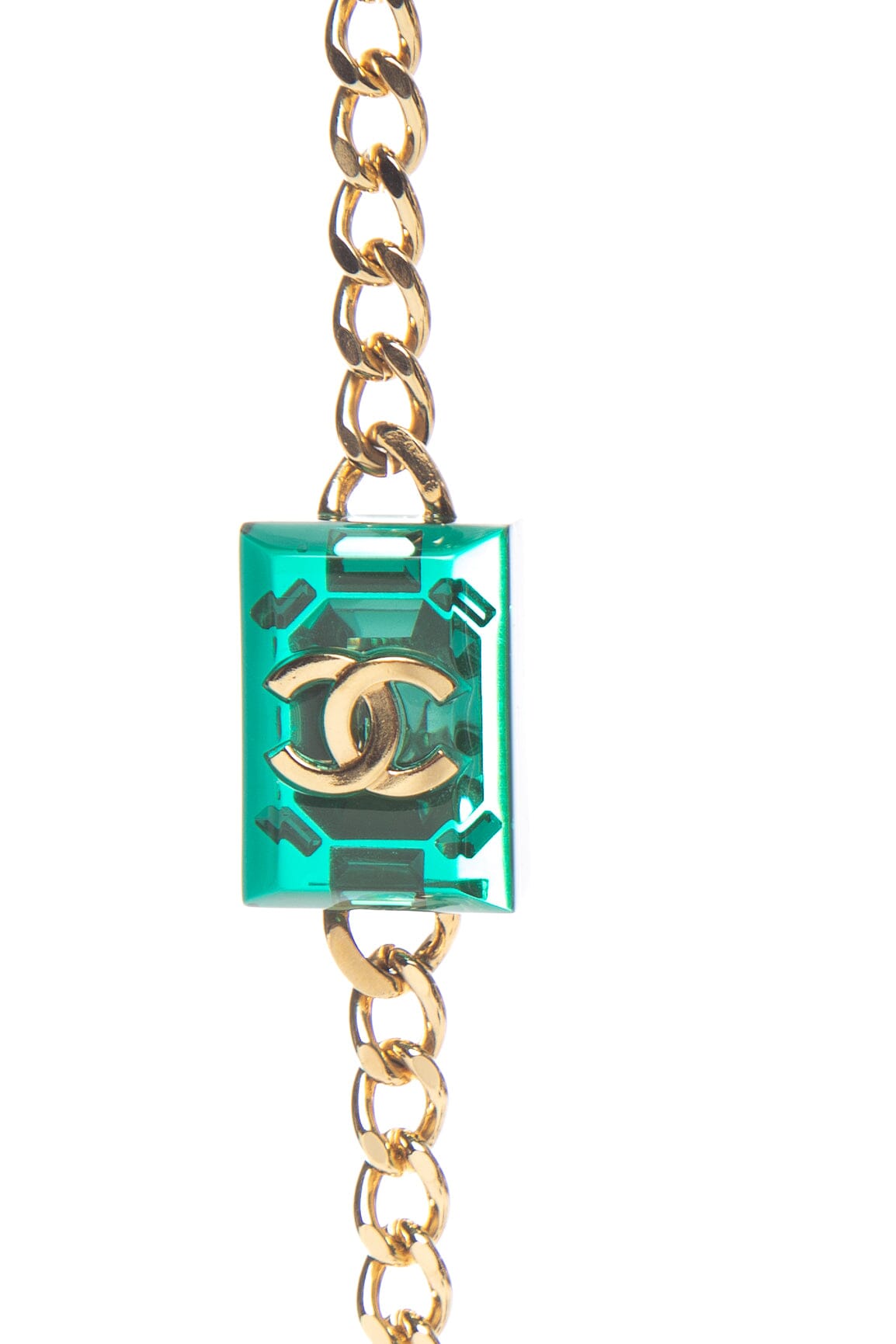 Chanel Gold and Green Resin Cubes Necklace