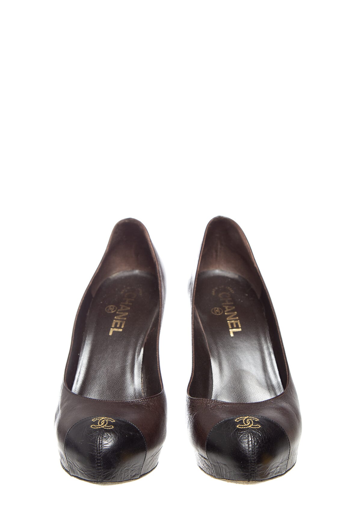 Chanel Dark Brown Leather Pumps SZ 39.5