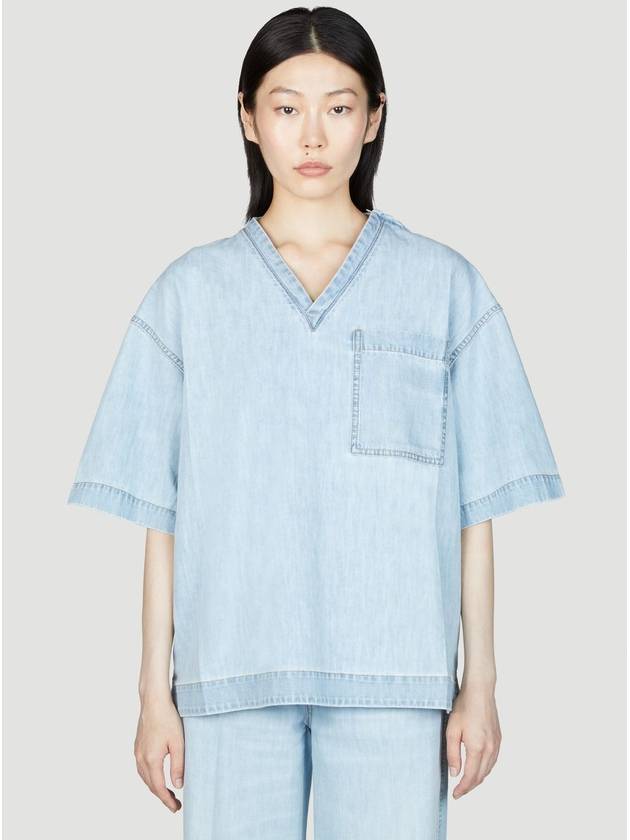 Bottega Veneta 24 ss V Neck Denim Shirt 774676 V3N60 4946 B0110972514