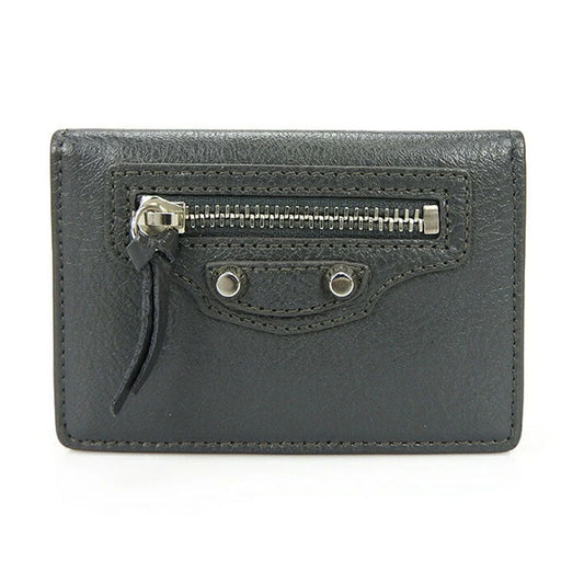 Balenciaga Leather Tri-fold Wallet Gray