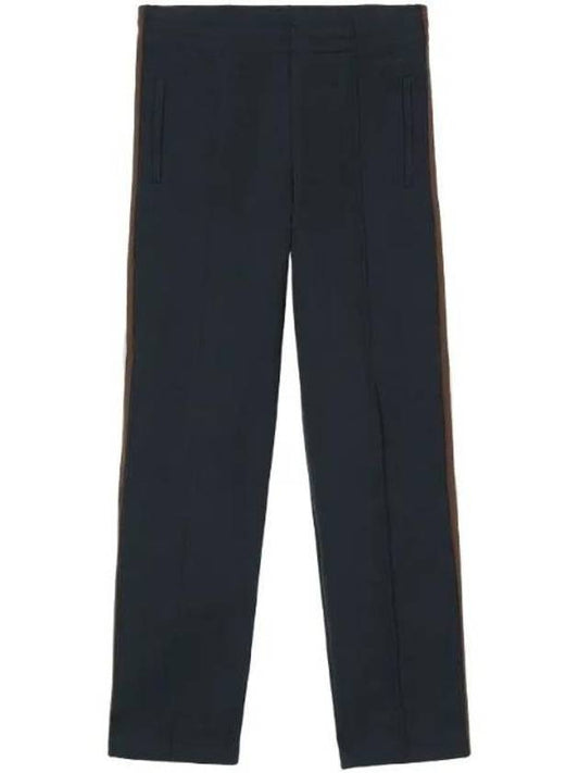 Burberry Men's Stripe Detail Track Pants Smoke Navy