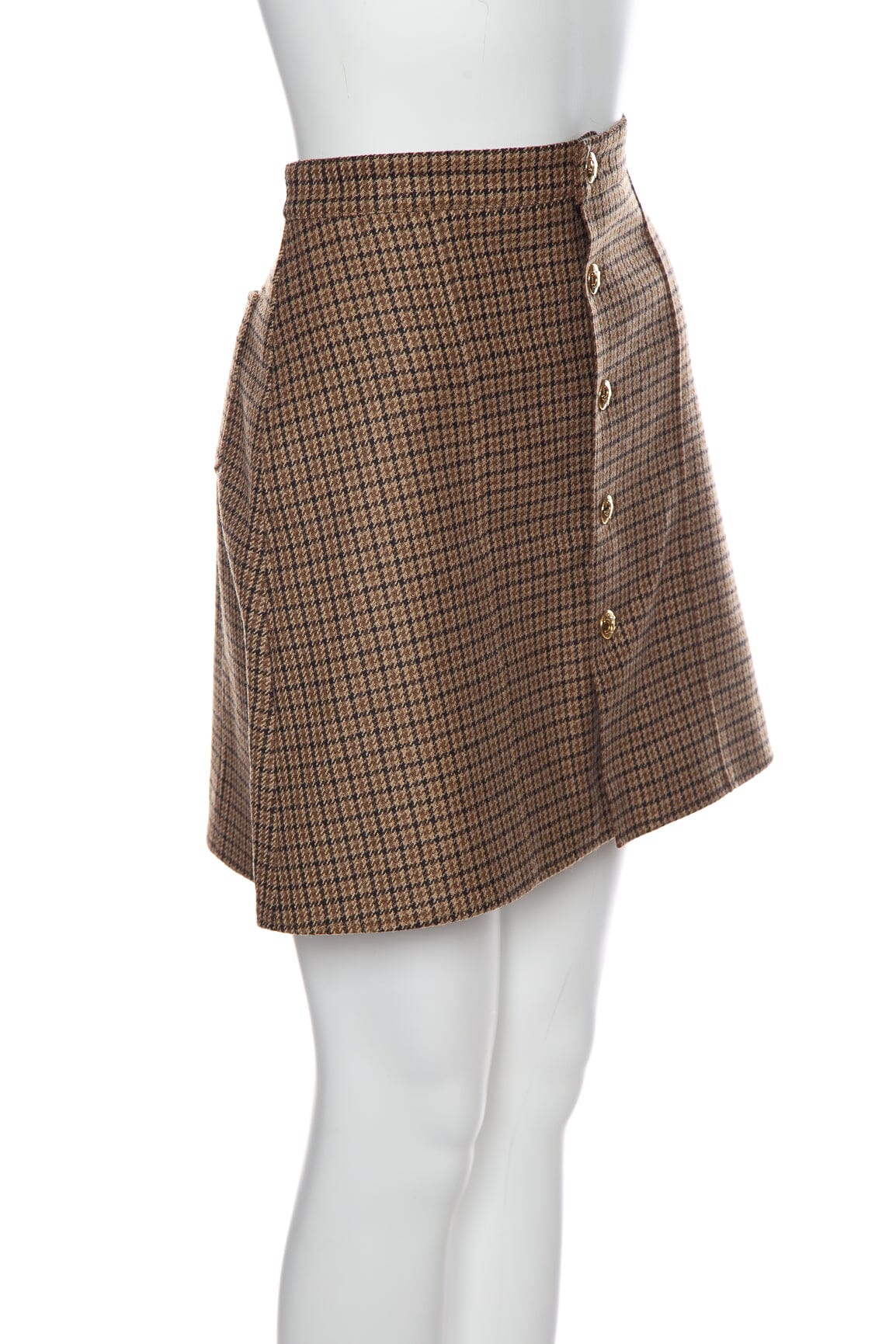 Celine Brown Checkered Houndstooth Skirt SZ 38 NWT