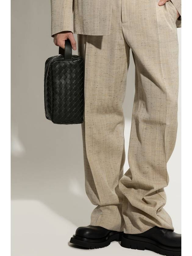 Bottega Veneta Intrecciato Travel Pouch Dark Green Travertine