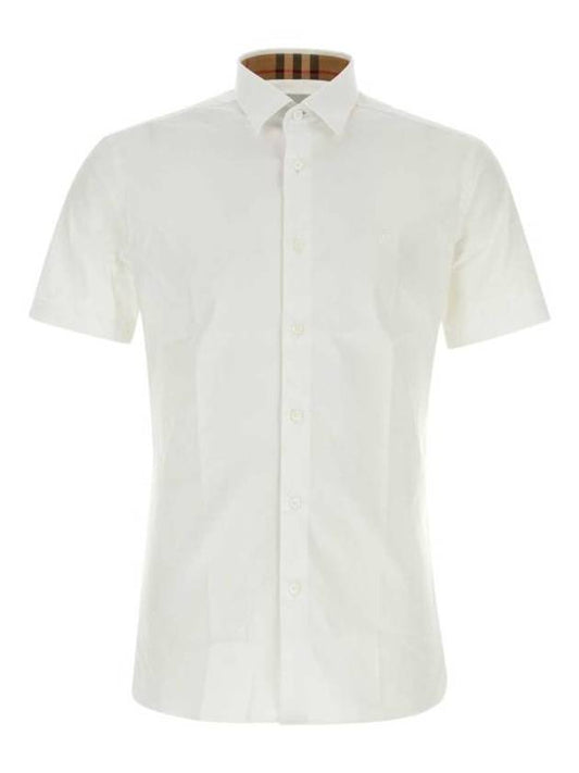 Burberry Men's Logo Cotton Short Sleeve Shirt White