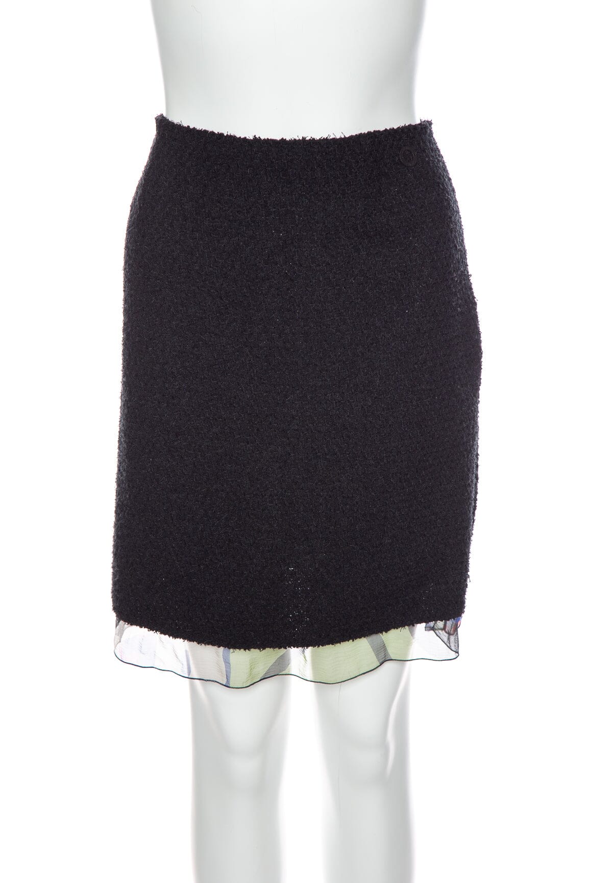 Chanel 2000 Black Multi Tweed Skirt SZ 42
