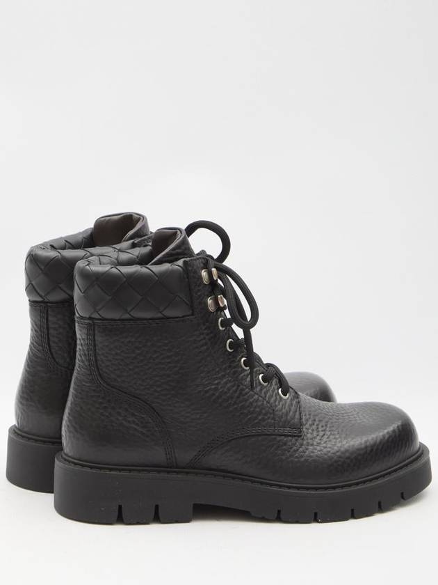 Bottega Veneta Haddock Leather Combat Boots Black