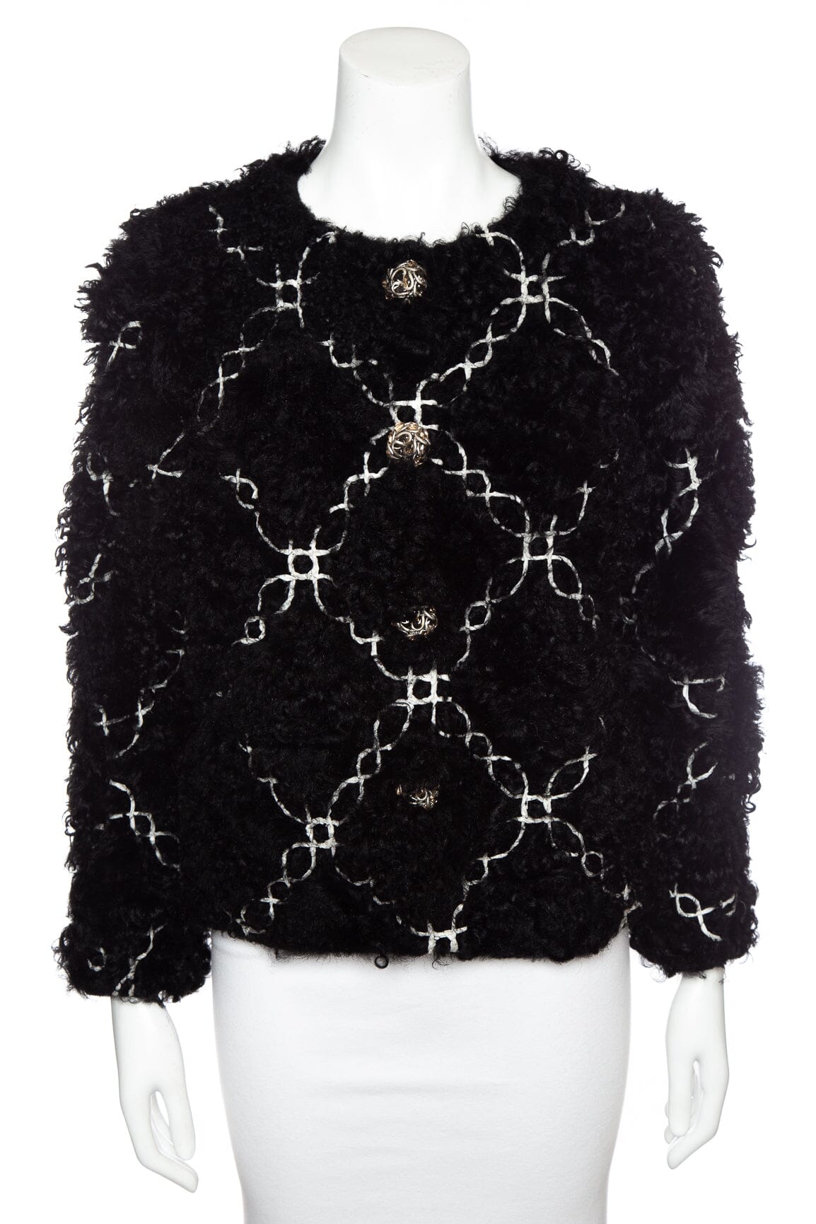 Chanel Black Shearling Jacket SZ 36