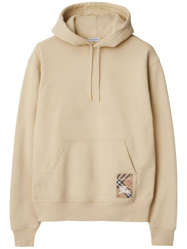 Burberry Check Label Cotton Hoodie Nutmeg