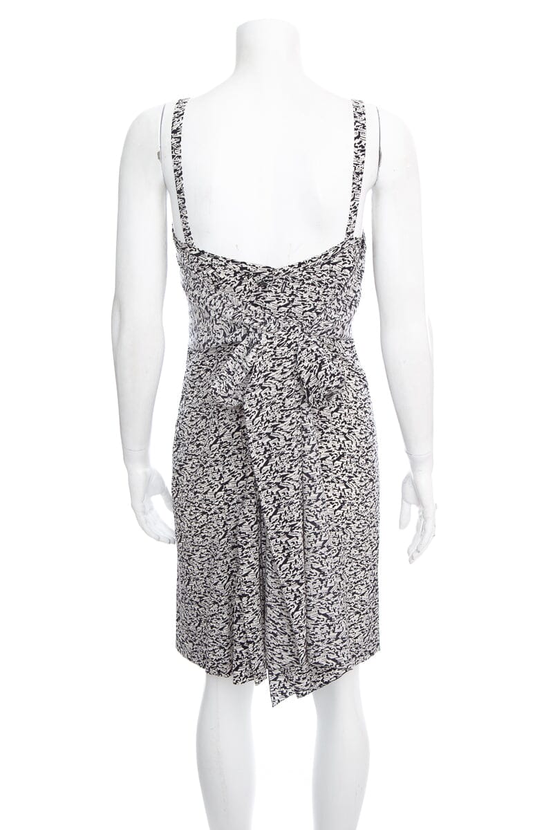 Chanel Black and White Silk House Printed Dress SZ S