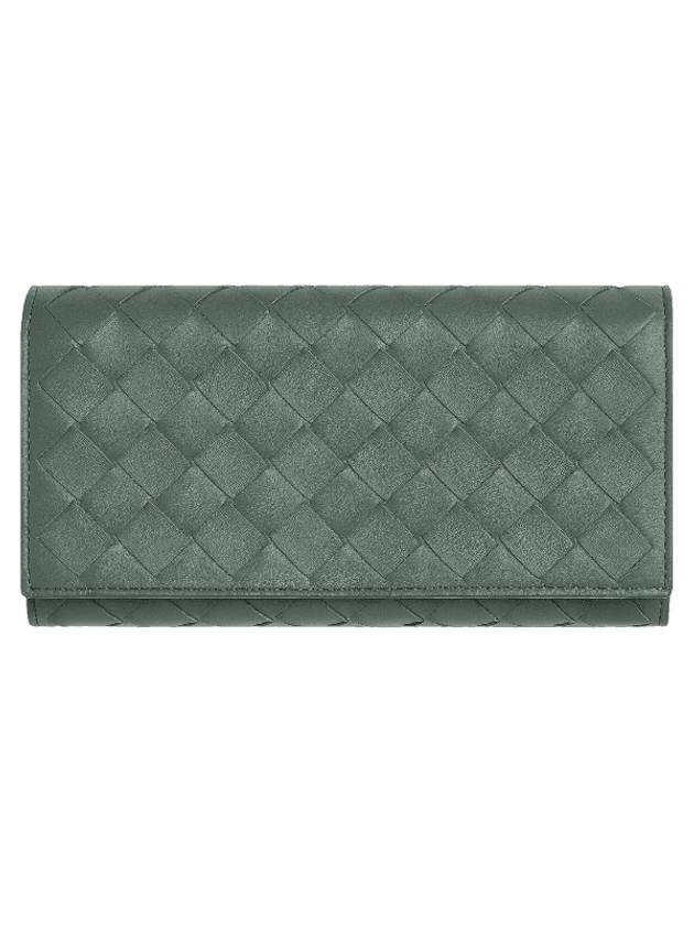 Bottega Veneta Intrecciato Flap Long Wallet Aloe