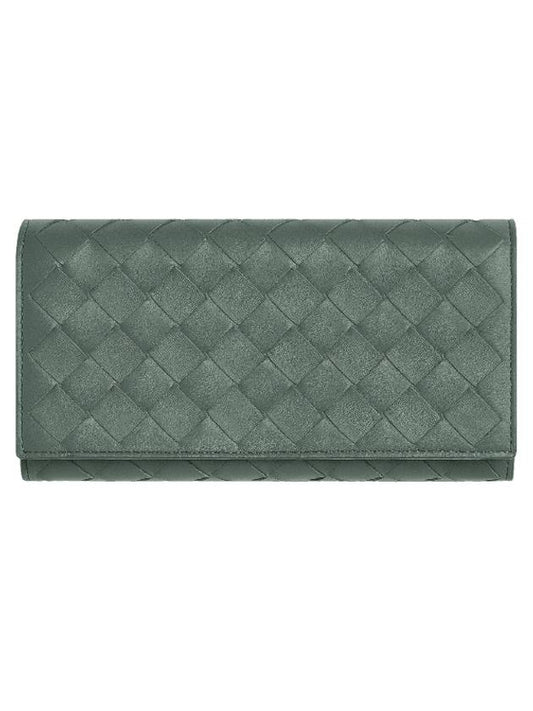Bottega Veneta Intrecciato Flap Long Wallet Aloe