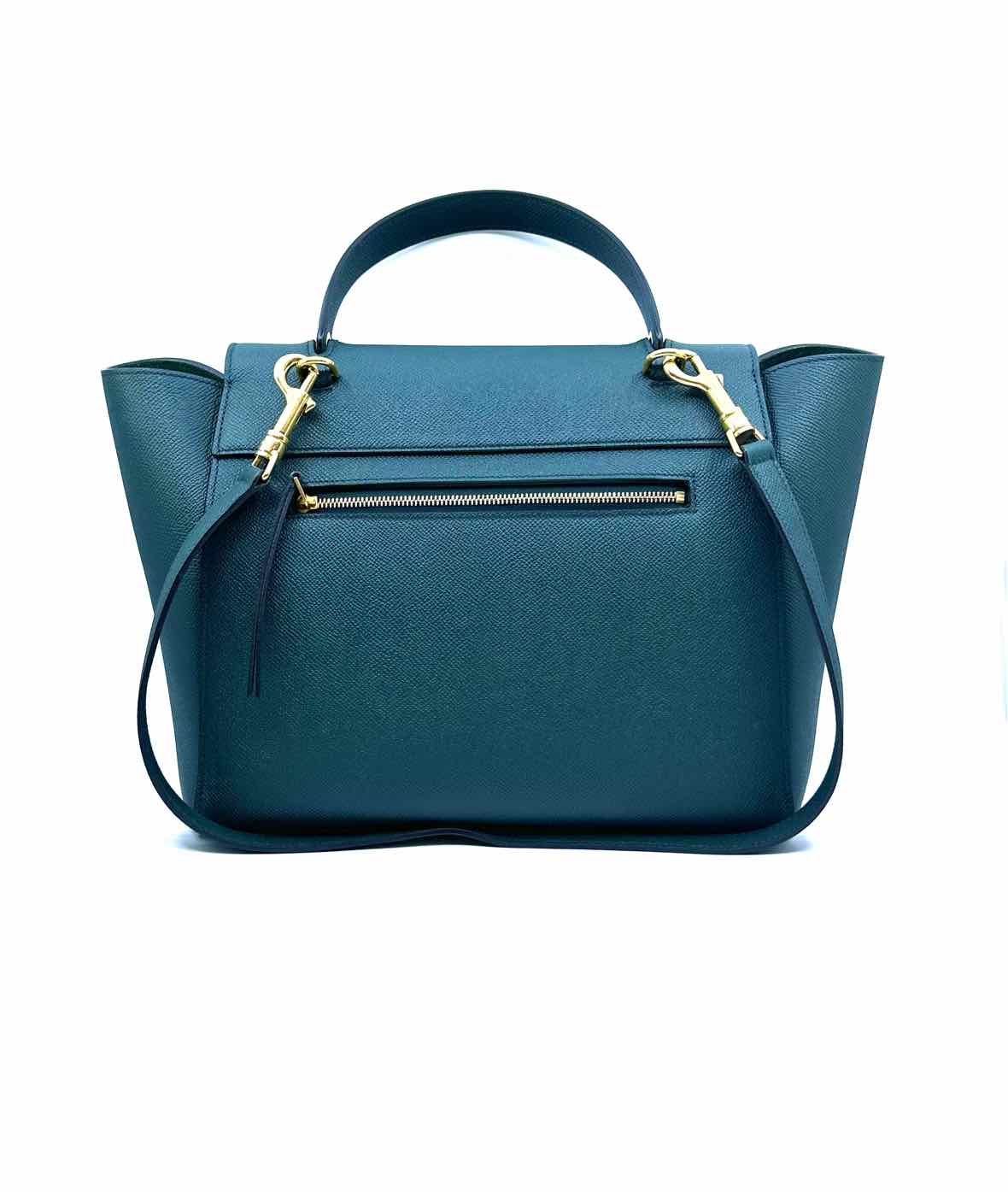 CELINE Dark Green Leather Handbag