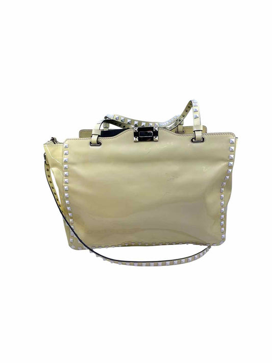 VALENTINO Yellow Patent Leather Solid Handbag