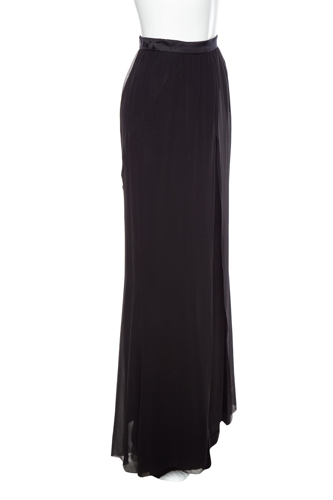 Chanel Black Silk Maxi Skirt SZ 34