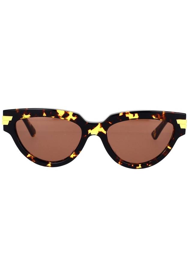 Bottega Veneta Eyewear Gold Logo Cat Eye Sunglasses Havana