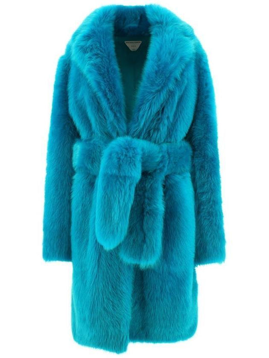 Bottega Veneta Lambskin Fur Coat Blue