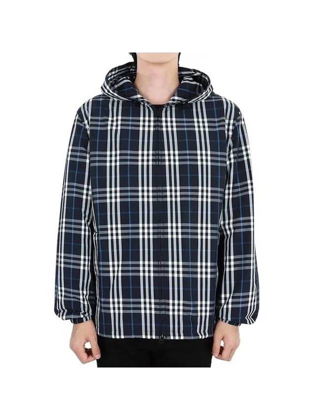 Burberry Check Polyamide Hooded Jacket Navy