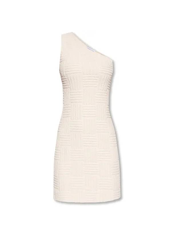 Bottega Veneta Jacquard One Shoulder Midi Dress Ivory