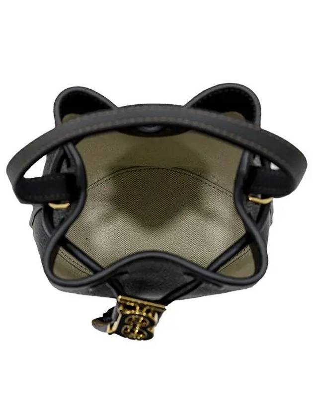 Burberry Mini Grainy Leather TB Bucket Bag Black