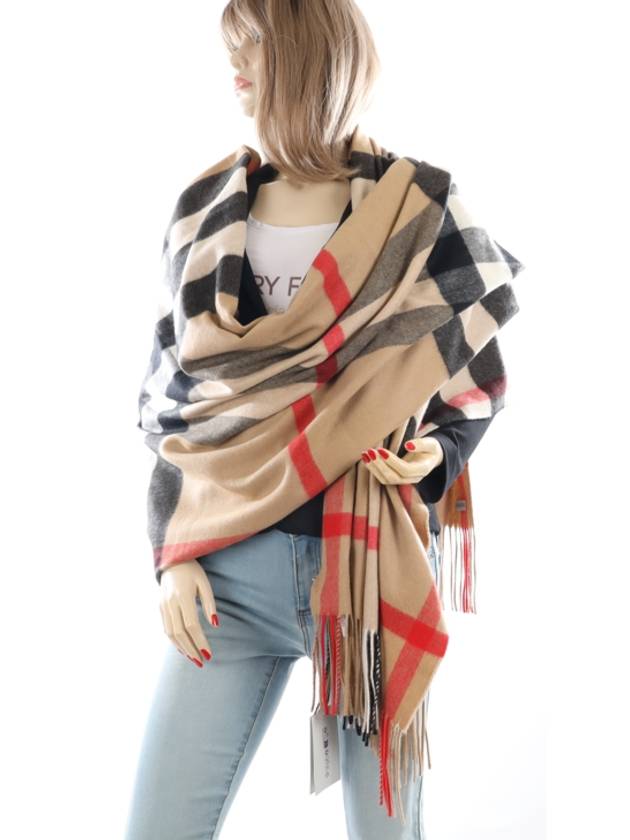 Burberry Wide Classic Check Cashmere Scarf Archive Beige