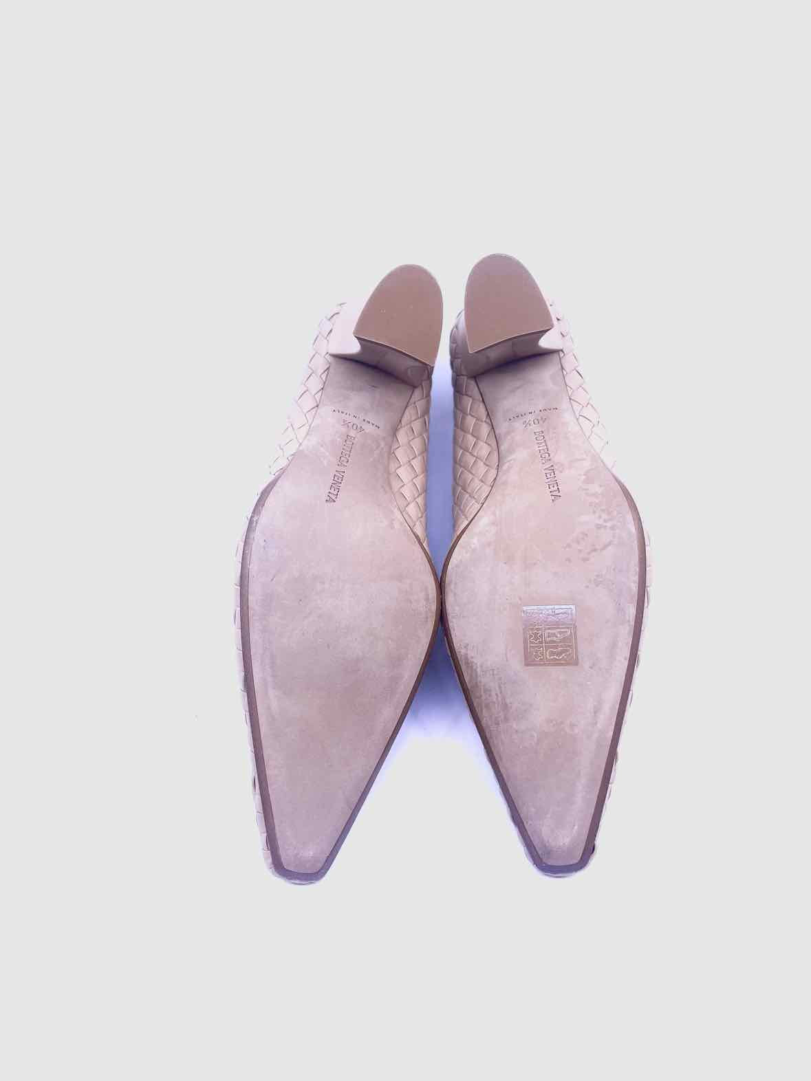 BOTTEGA VENETA Size 10.5 Nude Leather Woven Pumps