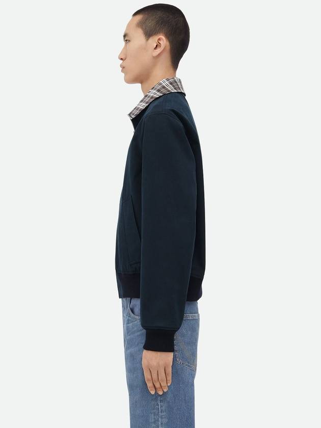 Bottega Veneta Checked Reversible Cotton Jacket Brown Navy