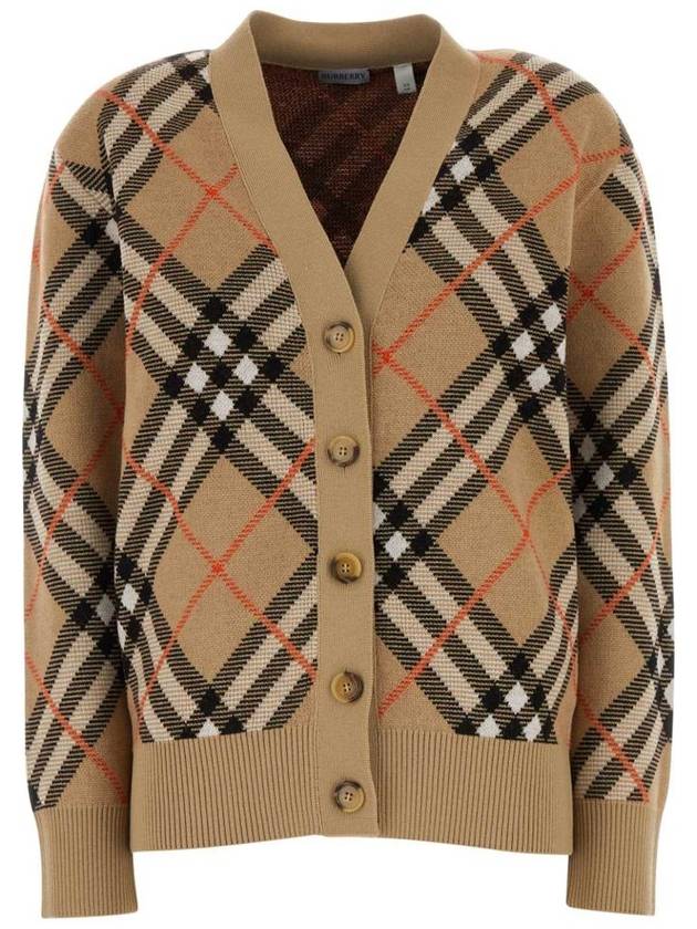 Burberry Check Wool Blend Cardigan Beige
