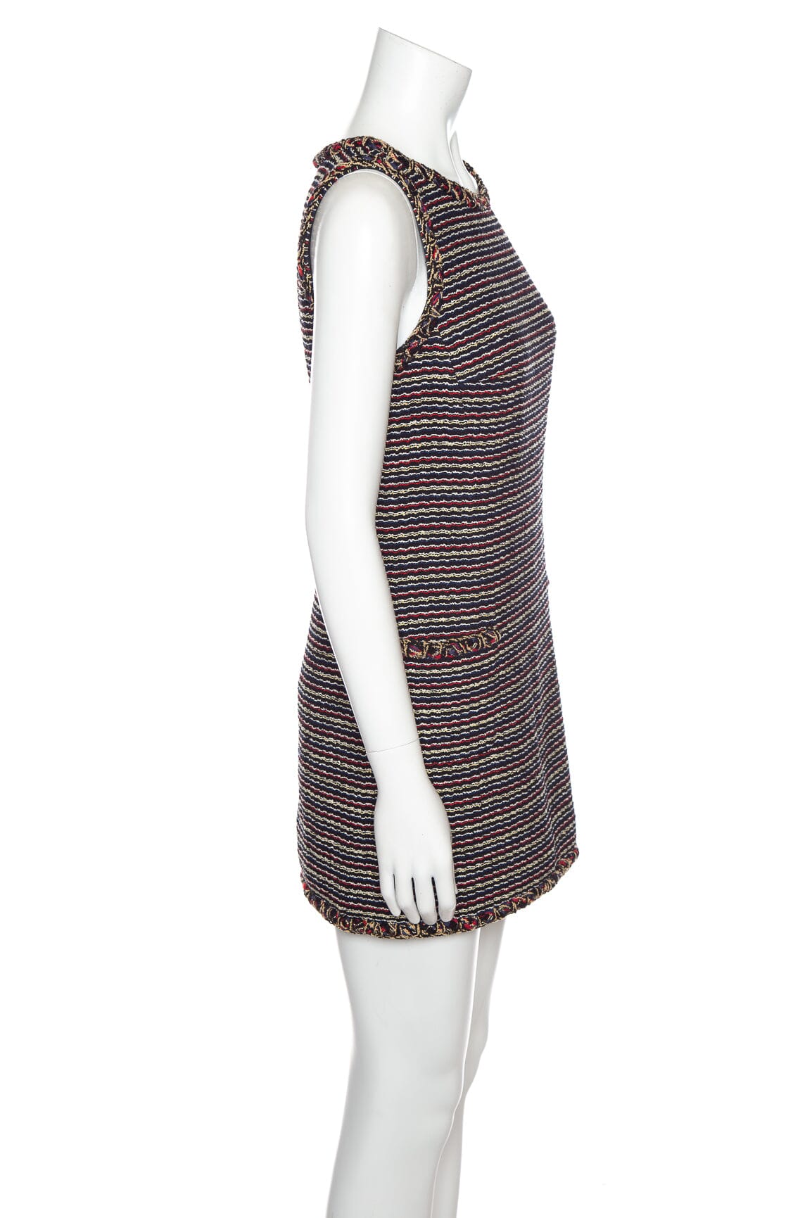 Chanel Multicolor Tweed Sleeveless Mini Dress SZ 38