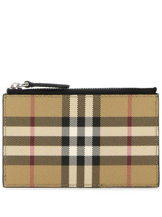 Burberry Vintage Check Leather Card Wallet Beige
