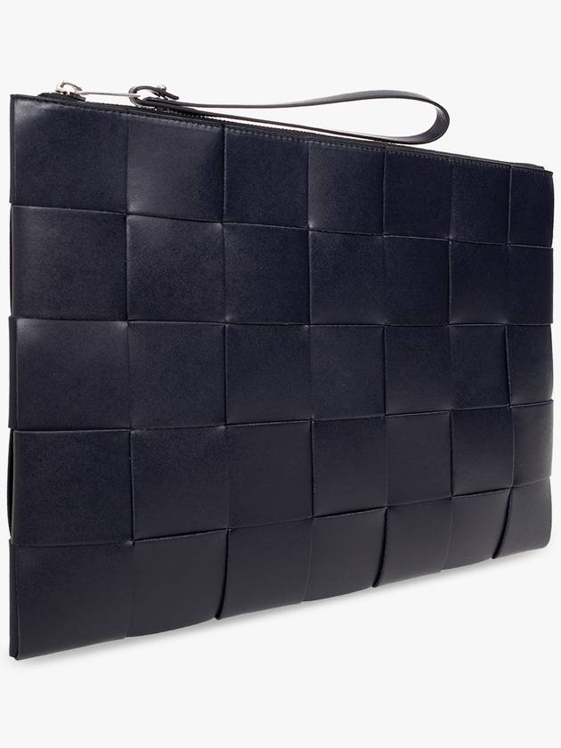 Bottega Veneta Intrecciato Strap Clutch Dark Navy