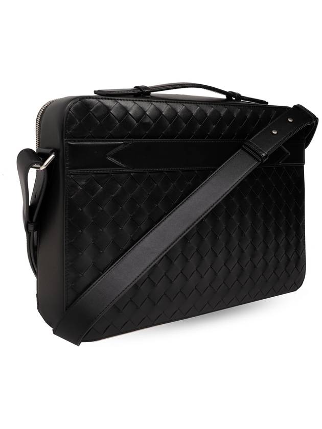 Bottega Veneta Intrecciato Leather Brief Case Black