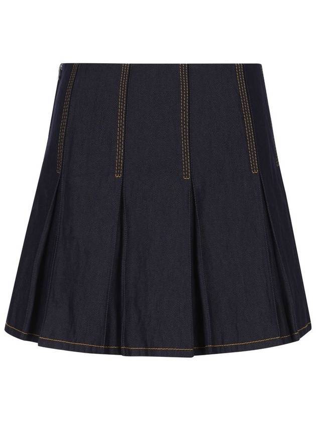 Bottega Veneta Stitched Denim Pleated Skirt