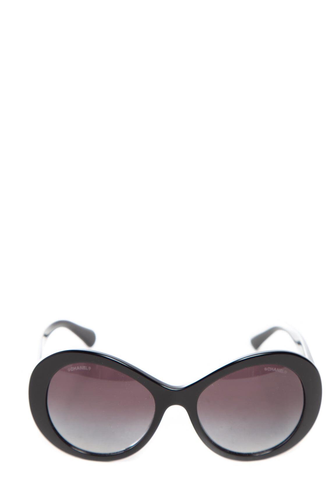 Chanel Black Round Eye Interlocking CC Side Detail Sunglasses