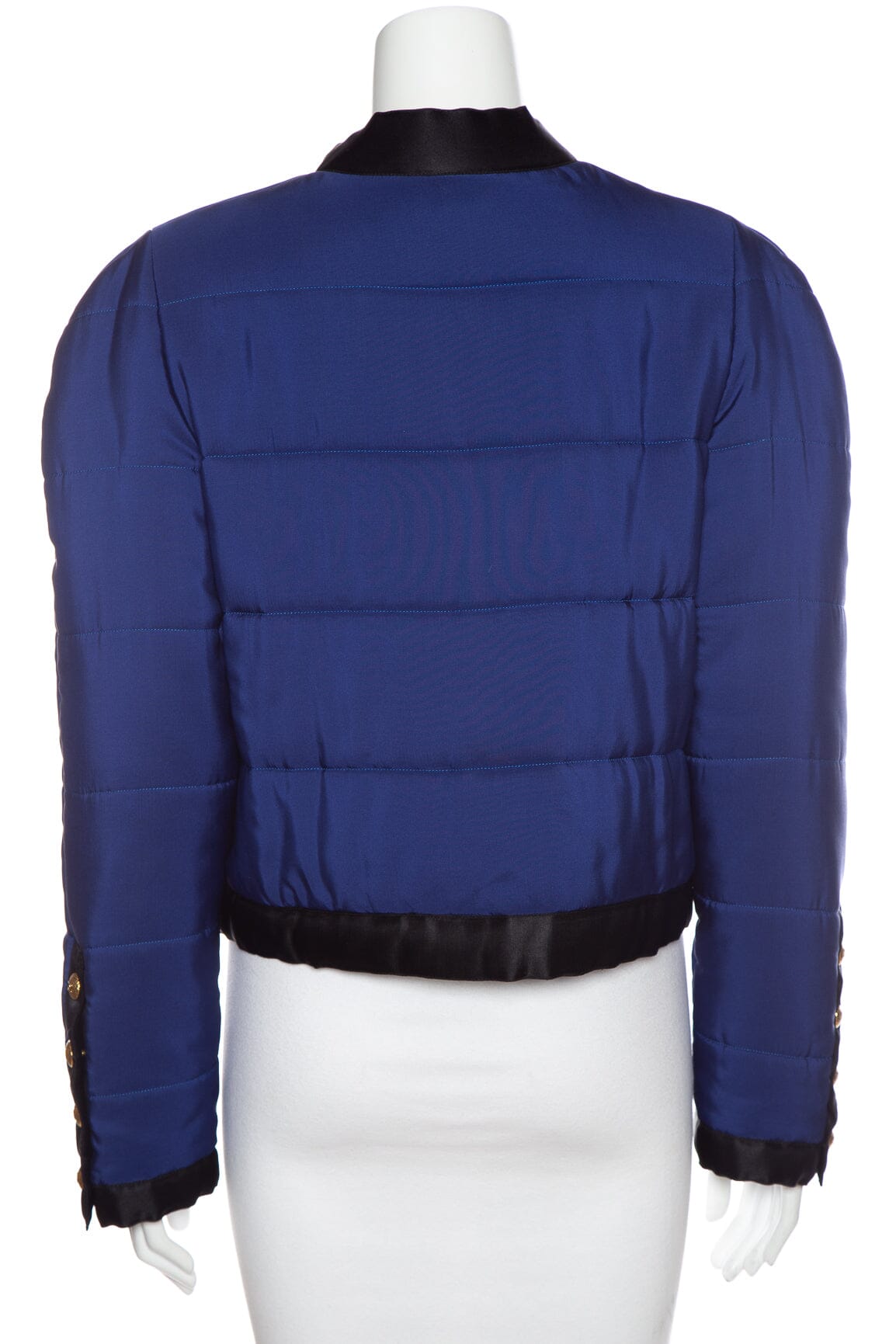 Chanel Vintage Blue Quilted Silk Puffer Jacket SZ N/A