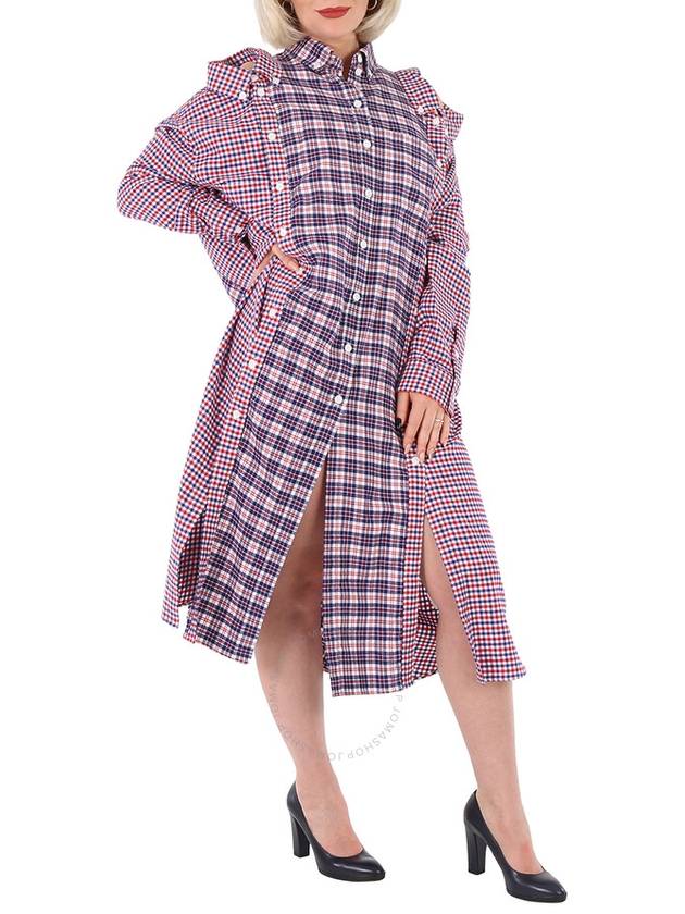 Burberry Burberry Bright Red Reconstructed Contrast Check Shirt Dress, Brand Size 6 (US Size 4)