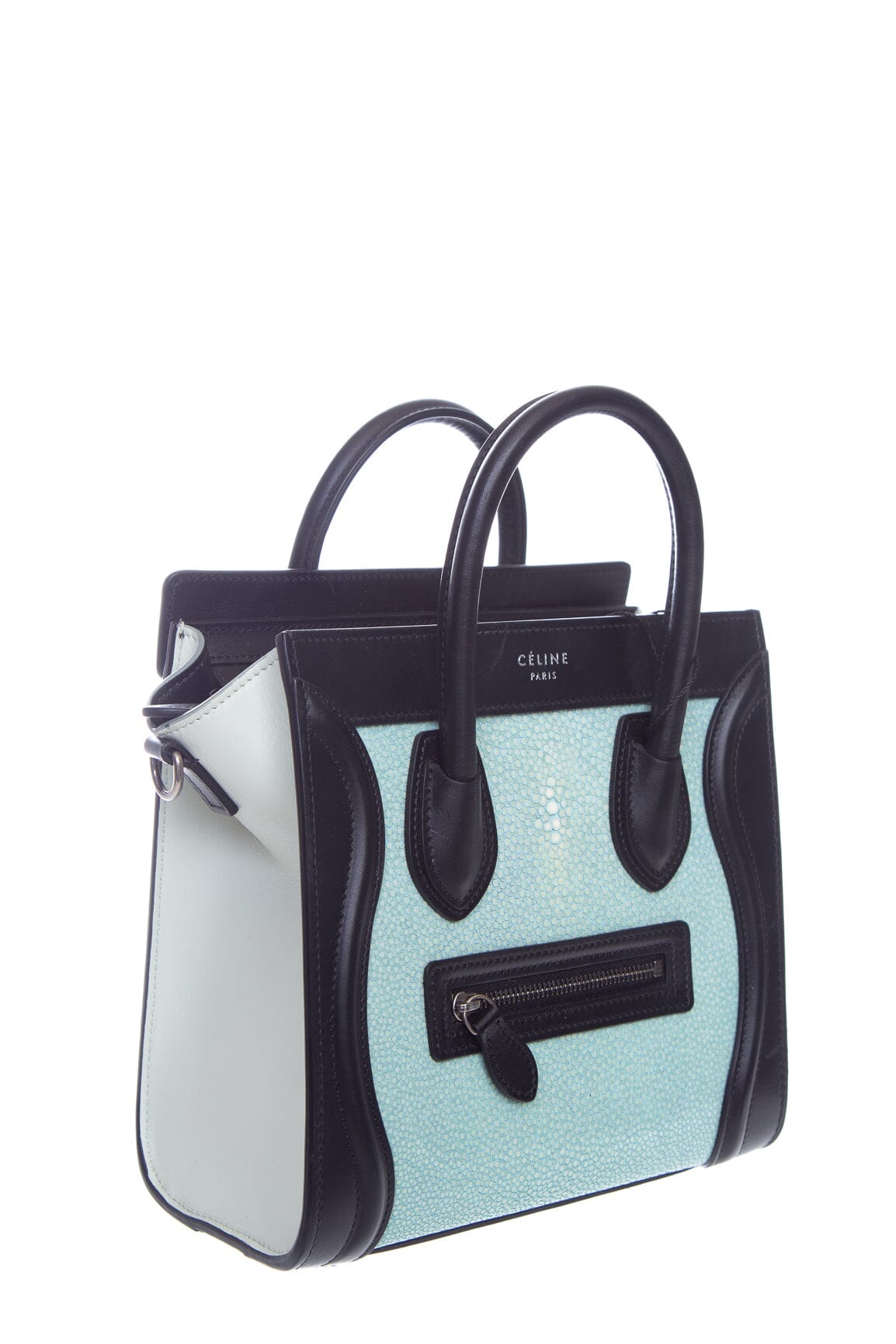 Celine Blue and Black Stingray Nano Luggage Handbag