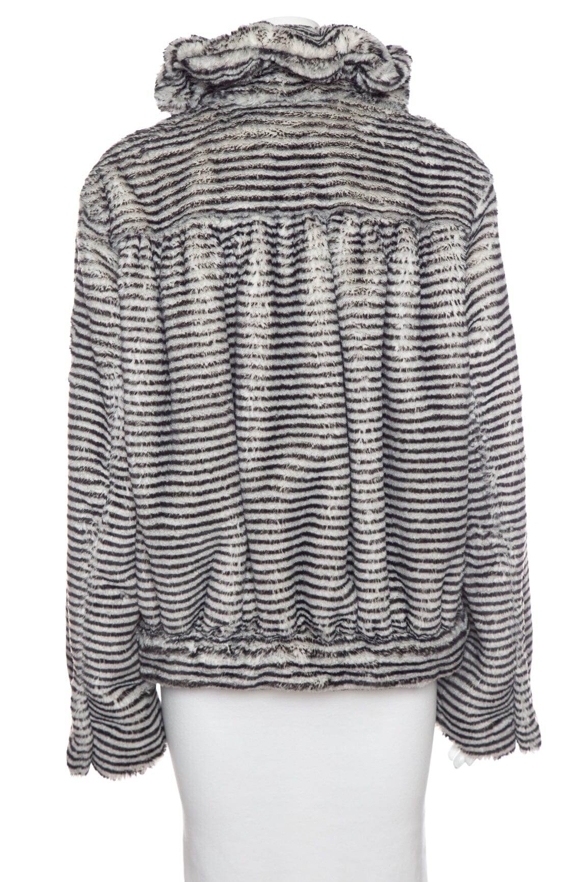 Chanel Black and White Tiger Print Faux Fur Jacket SZ 40