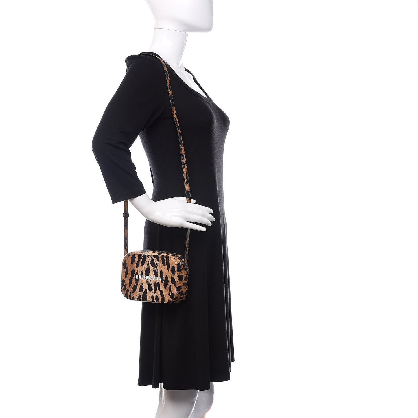 Balenciaga Calfskin Logo Printed Leopard XS Everyday Camera Bag 552372