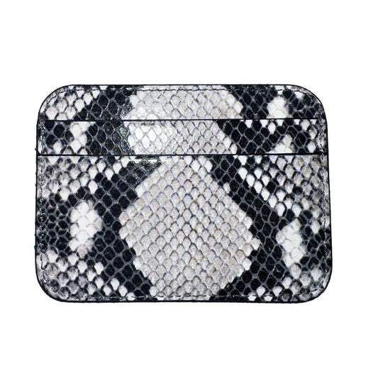 Balenciaga Cash Grey Python Print Leather Credit Card Wallet 593812