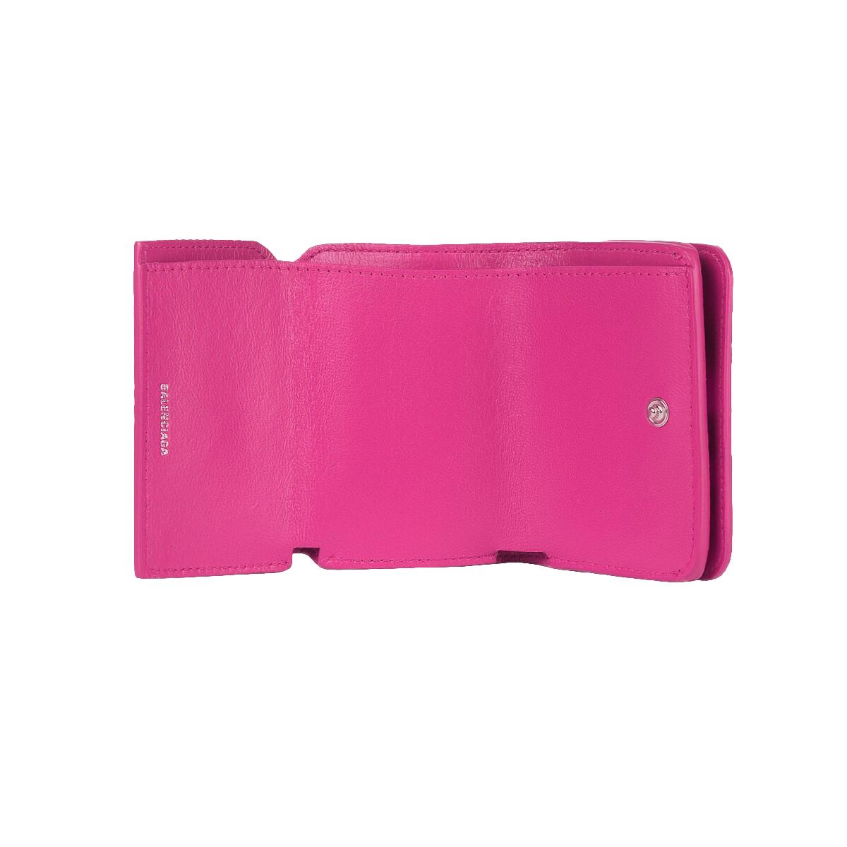Balenciaga Fuschia Pink Python Printed Calf Leather Mini Wallet 594216