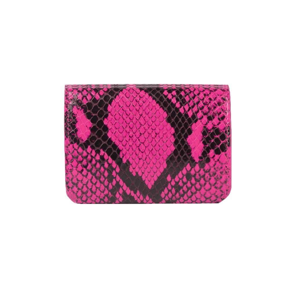 Balenciaga Fuschia Pink Python Printed Calf Leather Mini Wallet 594216