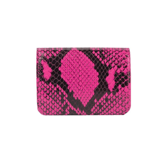 Balenciaga Fuschia Pink Python Printed Calf Leather Mini Wallet 594216