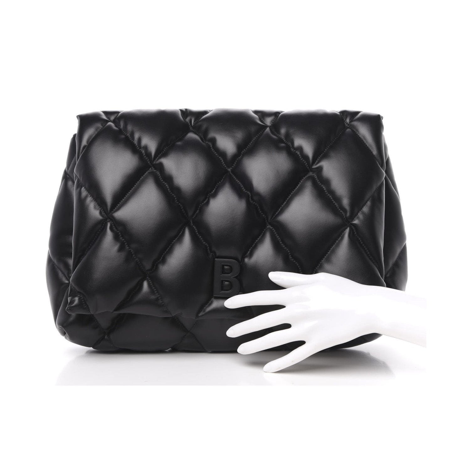 Balenciaga Touch Black Nappa Leather Quilted Puffy Clutch Bag 624947