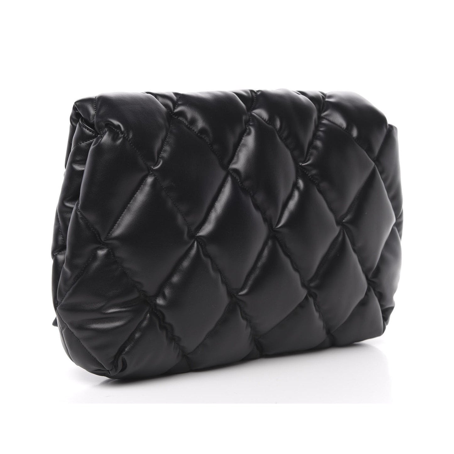 Balenciaga Touch Black Nappa Leather Quilted Puffy Clutch Bag 624947