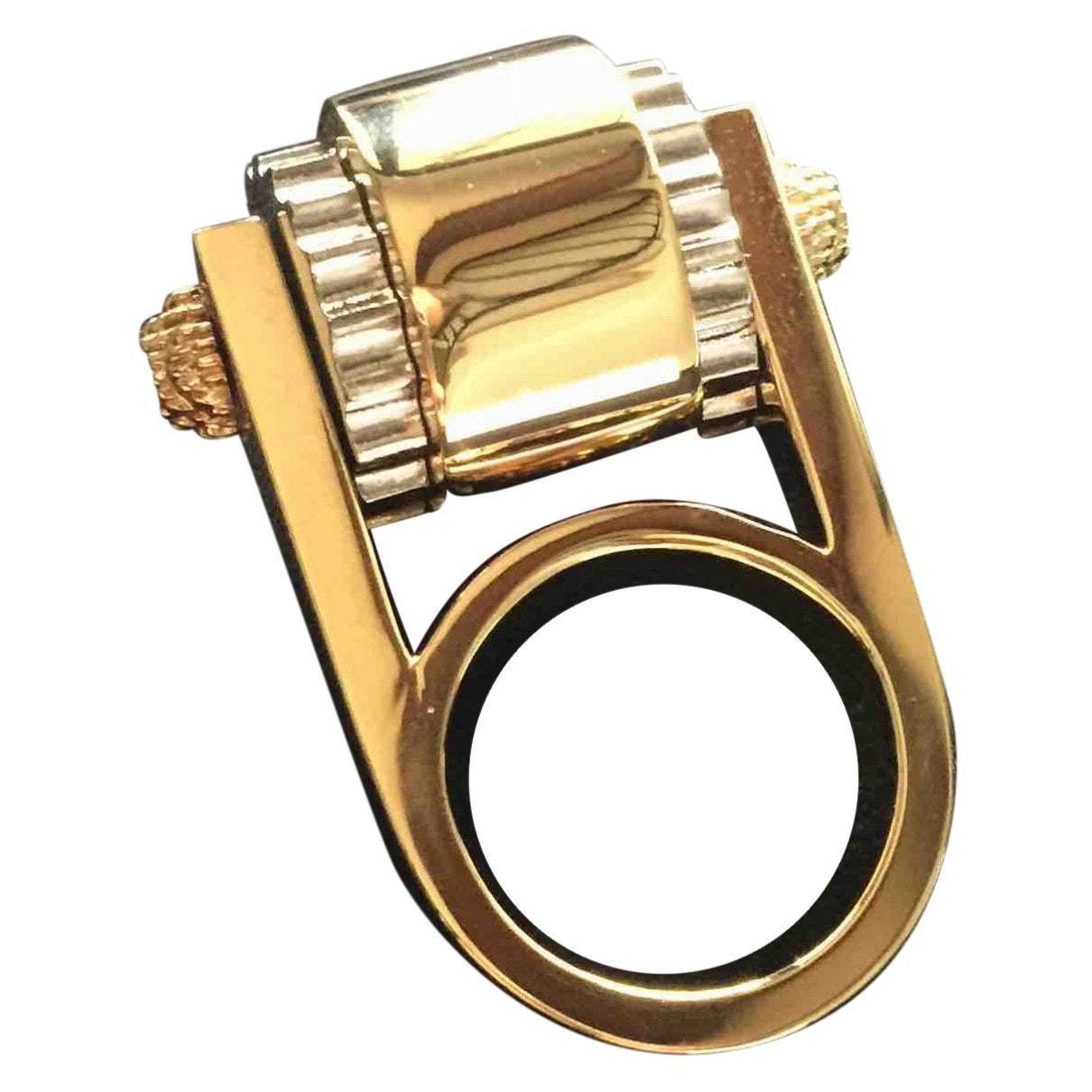 Balenciaga Women's Small Gold Gear Ring Size: 5 328005
