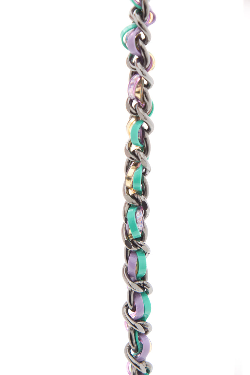 Chanel Purple & Teal Long Chain Necklace