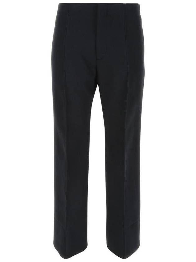 Bottega Veneta Men's Curved Chef Double Wool Straight Pants Black Melange