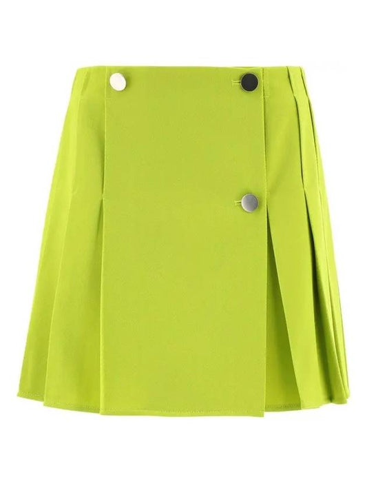 Bottega Veneta Button Detail Pleated Skirt Kiwi