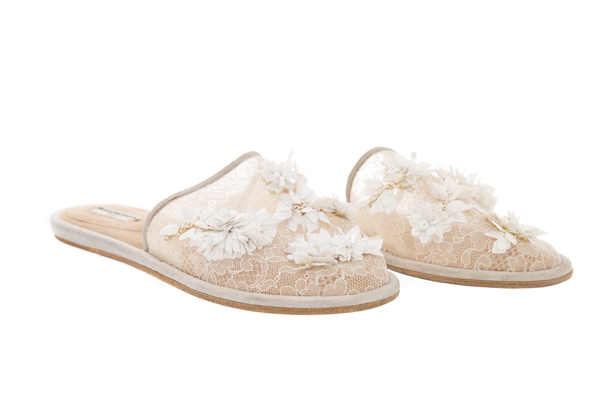 Balenciaga Sheer Floral Lace White Slipper SZ 37
